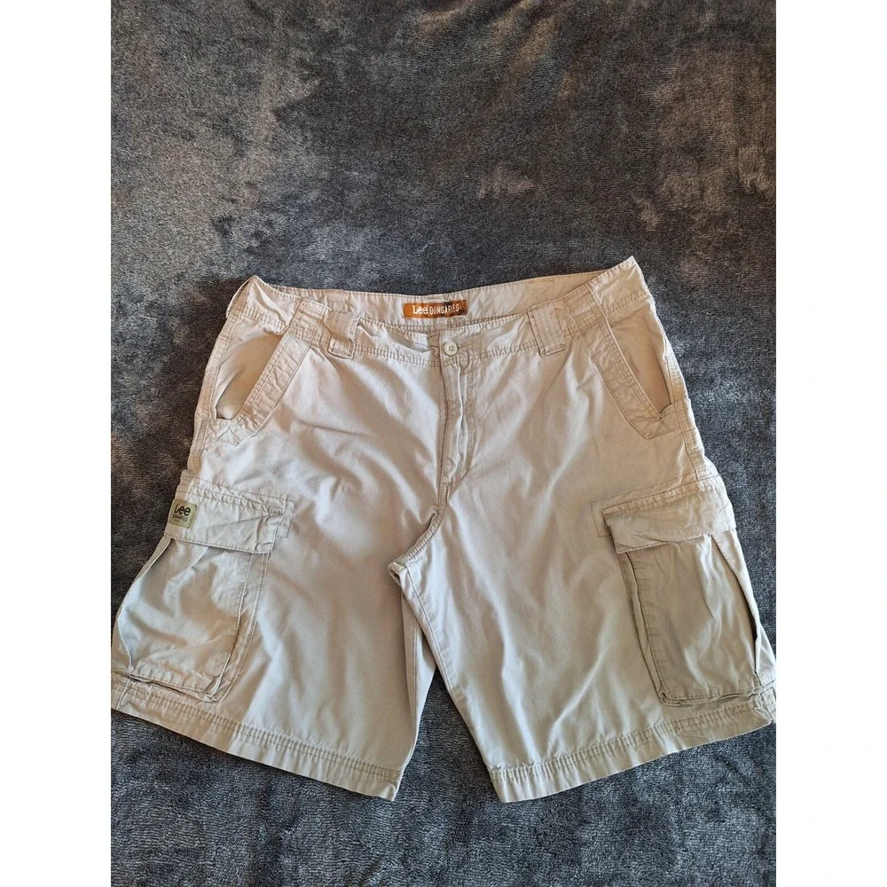 Lee Dungarees Cargo Shorts Mens 38 Beige 90's 100%Cotton Work Wear‎